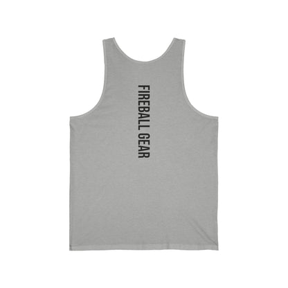 Camiseta sin mangas unisex Fireball Gear - Flame &amp; Gear - Negra