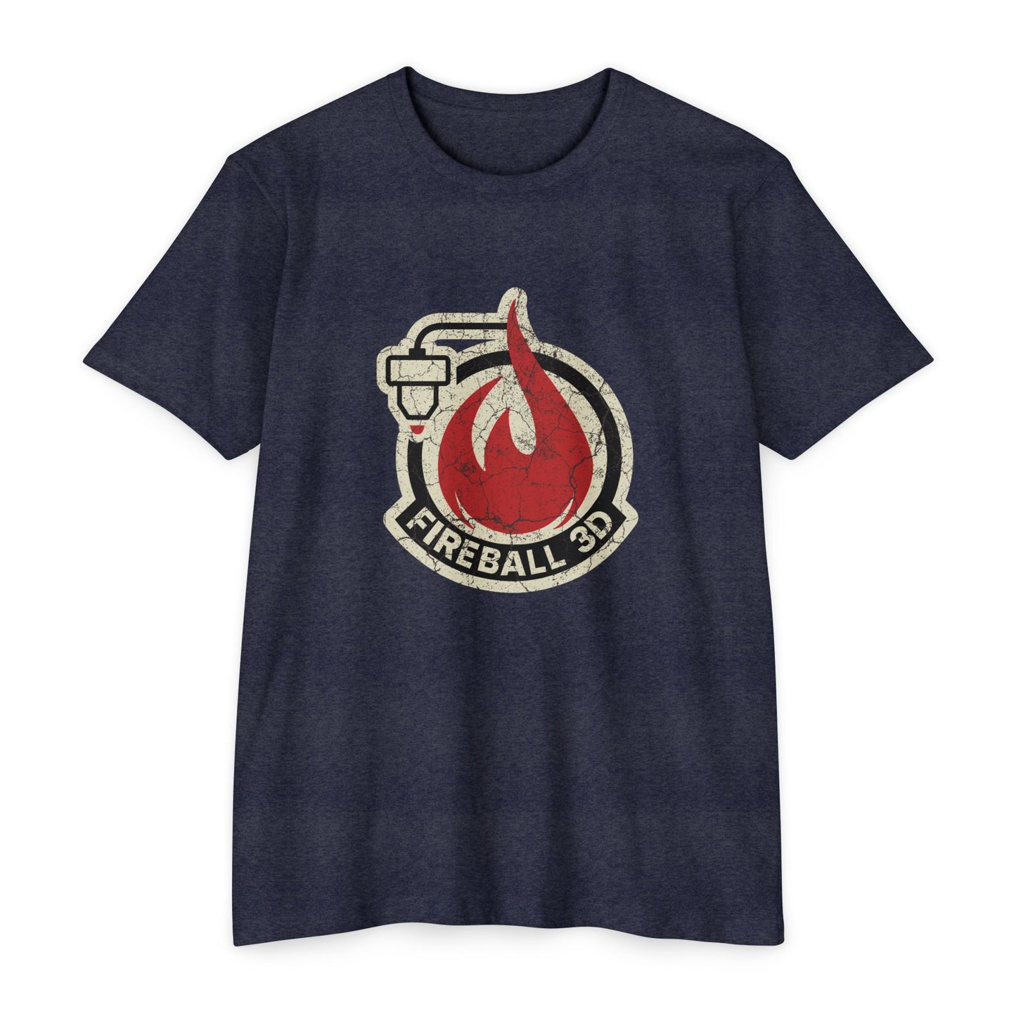 Camiseta unisex Fireball 3D - Desgastada