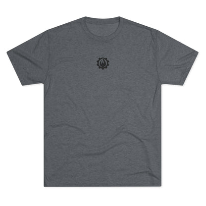 Fireball Gear - Camiseta unisex de mezcla triple negra con llamas y engranajes