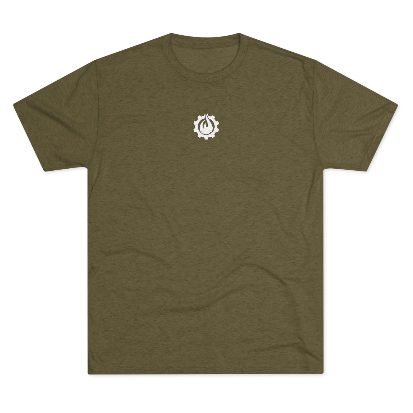 Fireball Gear - Camiseta unisex de mezcla triple blanca con llamas y engranajes