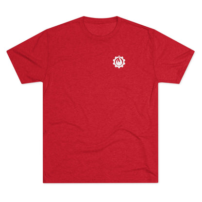 Fireball Gear - Flame &amp; Gear - Camiseta unisex de mezcla triple blanca