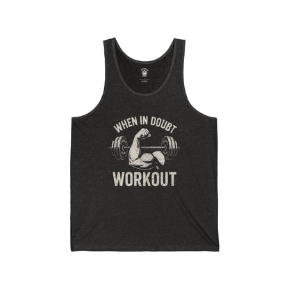 When in Doubt, Workout - Unisex Jersey Tank Top