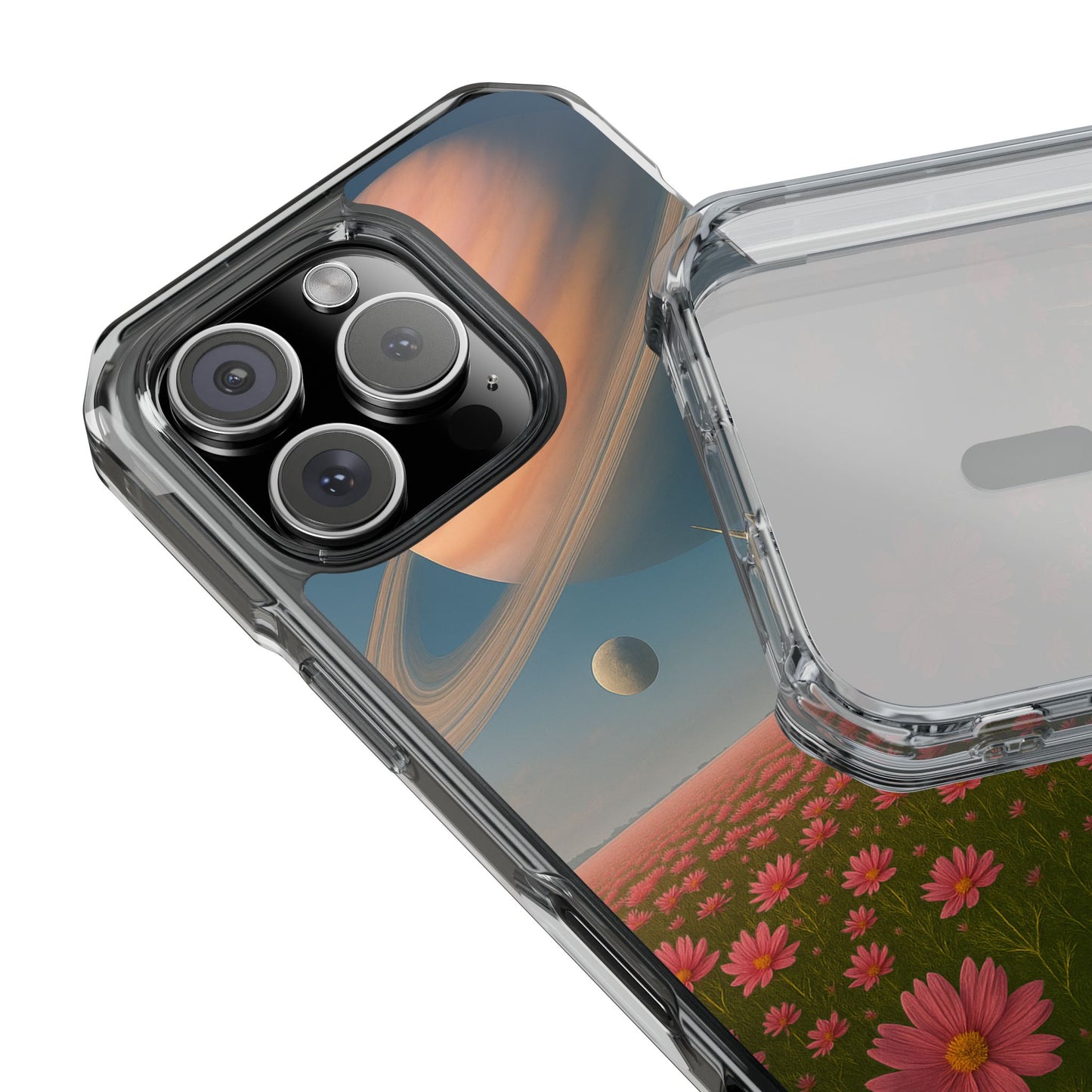 Fundas magnéticas transparentes de impacto para iPhone con diseño de unicornio cósmico