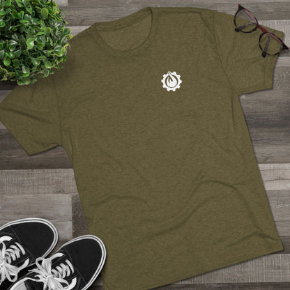 Fireball Gear - Flame &amp; Gear - Camiseta unisex de mezcla triple blanca