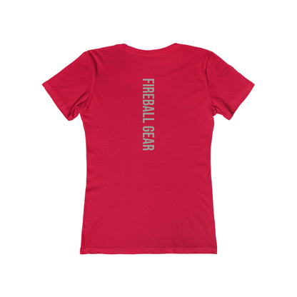 Fireball Gear - Flame &amp; Gear - Gris y blanco - Camiseta ajustada para mujer