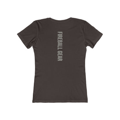 Fireball Gear - Flame &amp; Gear - Gris y blanco - Camiseta ajustada para mujer