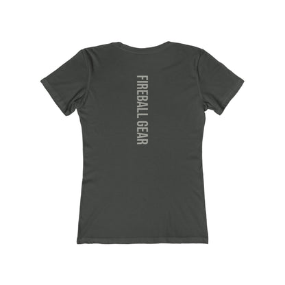 Fireball Gear - Flame &amp; Gear - Gris y blanco - Camiseta ajustada para mujer