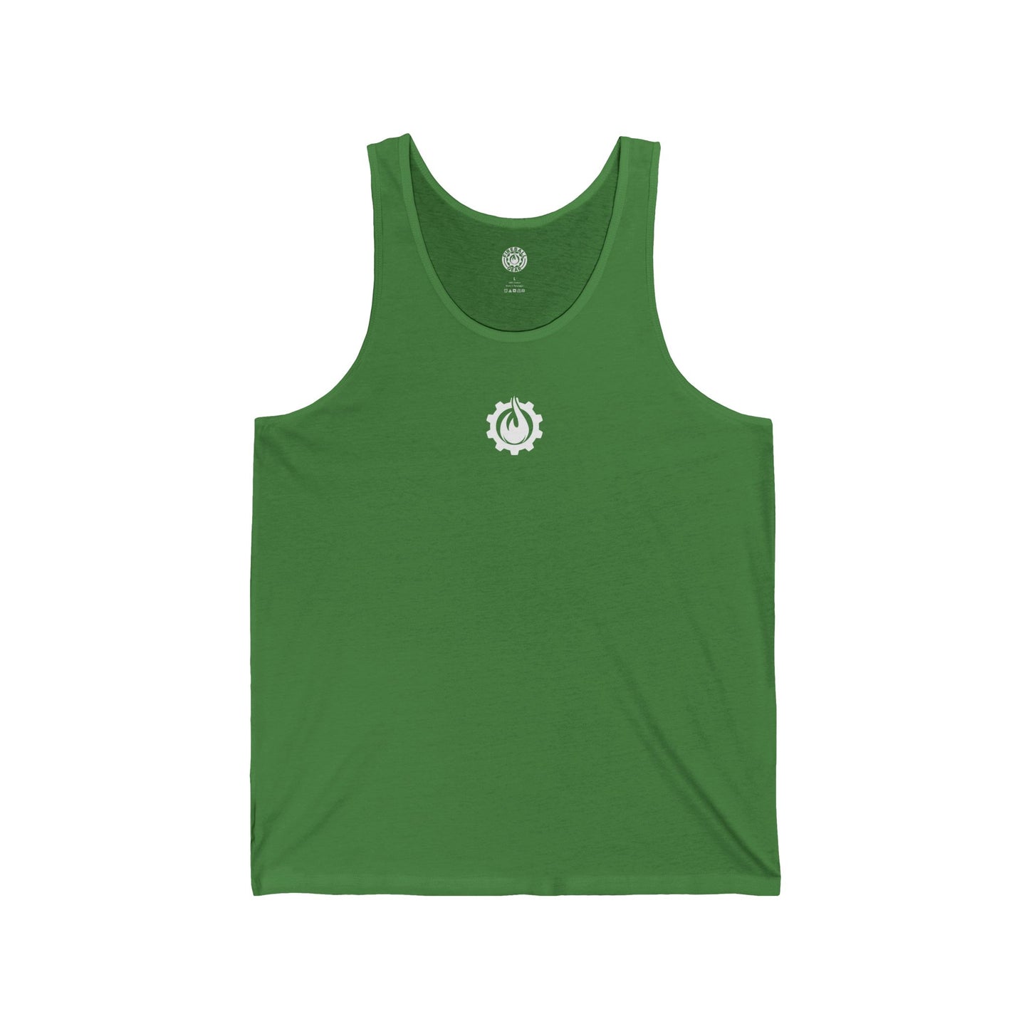 Camiseta sin mangas unisex Fireball Gear - Flame &amp; Gear - Blanca