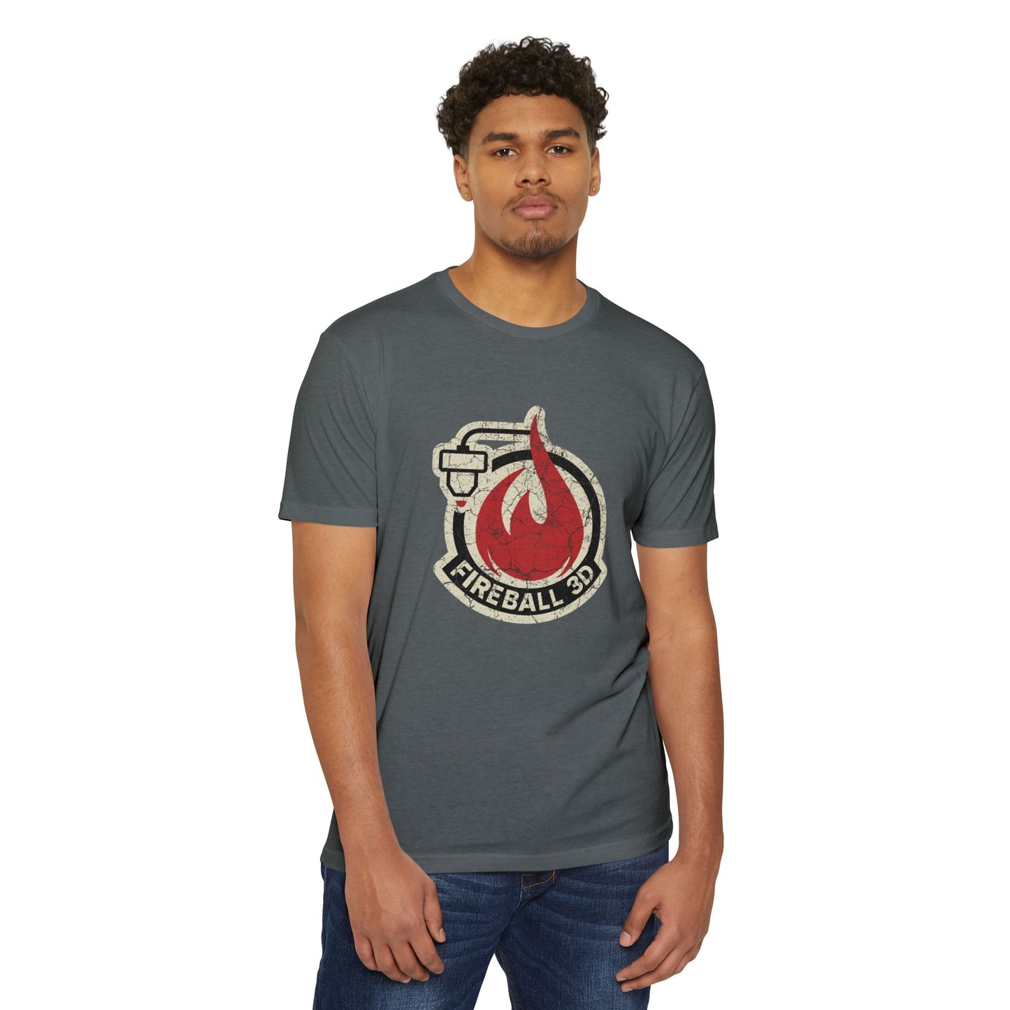 Camiseta unisex Fireball 3D - Desgastada