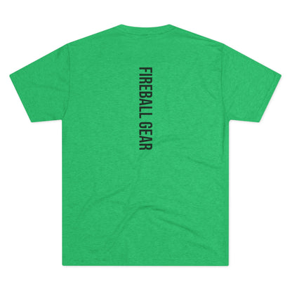 Fireball Gear - Camiseta unisex de mezcla triple negra con llamas y engranajes