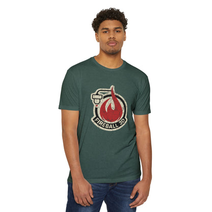 Camiseta unisex Fireball 3D - Desgastada