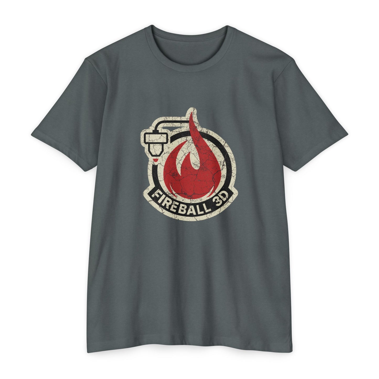 Camiseta unisex Fireball 3D - Desgastada