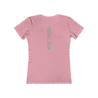 Fireball Gear - Flame &amp; Gear - Gris y blanco - Camiseta ajustada para mujer