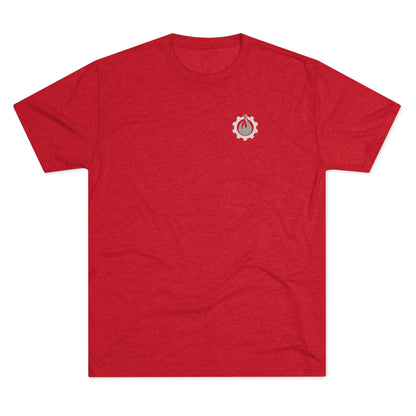 Fireball Gear - Flame &amp; Gear - Gris y blanco - Camiseta unisex de mezcla triple