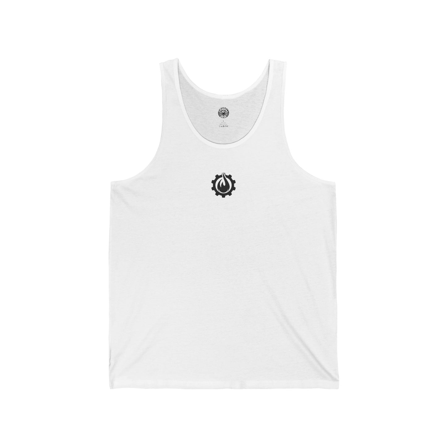 Camiseta sin mangas unisex Fireball Gear - Flame &amp; Gear - Negra