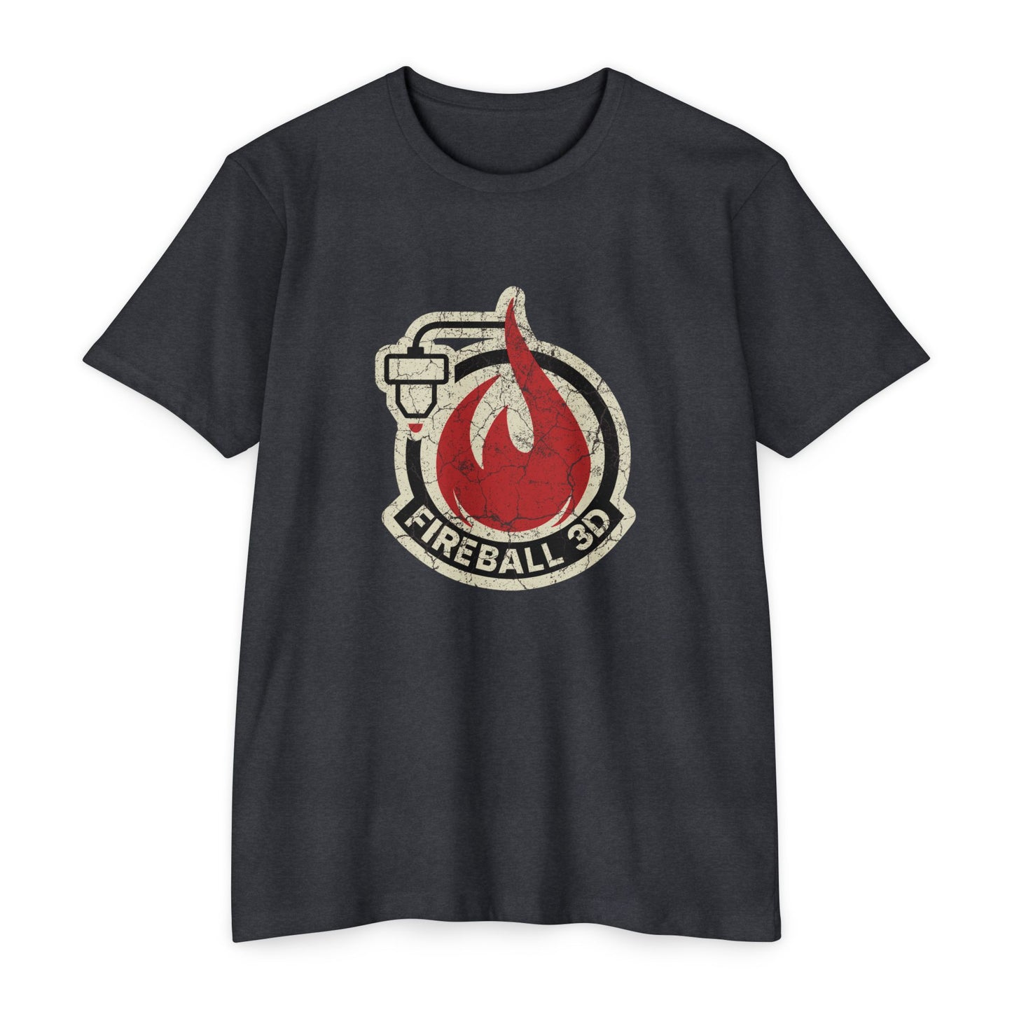 Camiseta unisex Fireball 3D - Desgastada