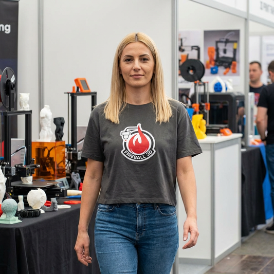 Camiseta cuadrada para mujer con el logotipo 3D de Fireball