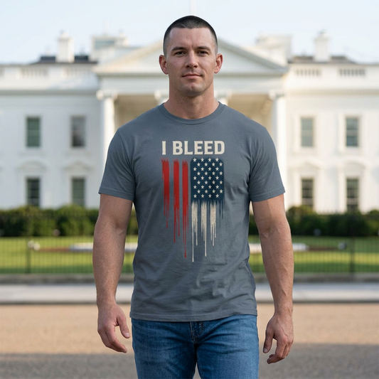 Ich blute - Rot, Weiß &amp; Blau - Unisex T-Shirt