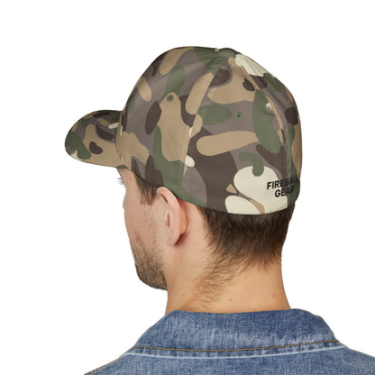 Fireball 3D - Brand Logo - Flame & Text - Red & White - Light Colors - FlexFit Cap