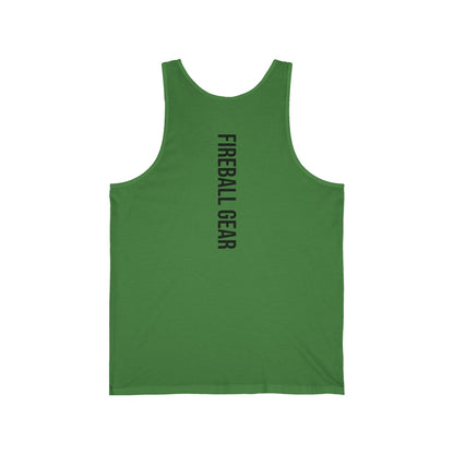 Camiseta sin mangas unisex Fireball Gear - Flame &amp; Gear - Negra