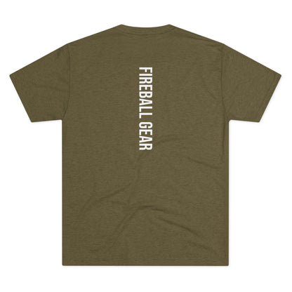 Fireball Gear - Flame &amp; Gear - Camiseta unisex de mezcla triple blanca