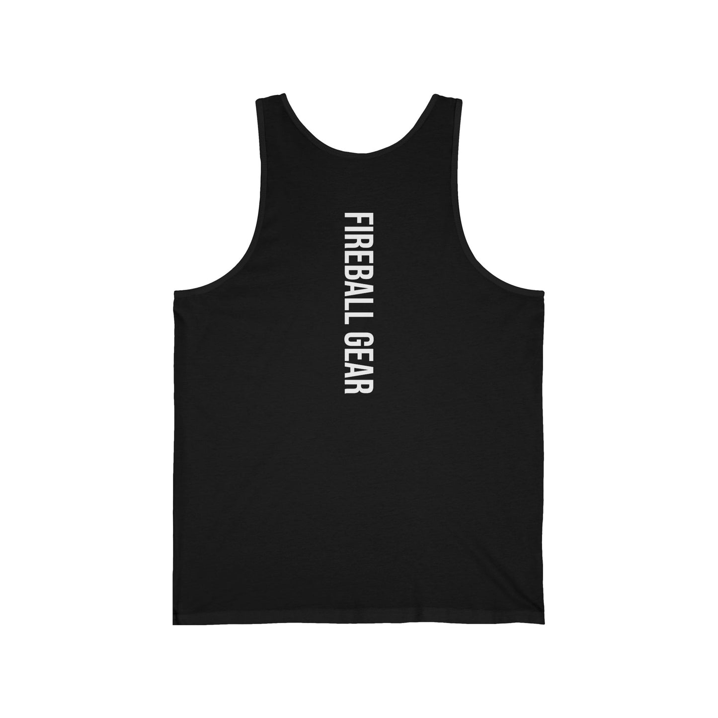 Camiseta sin mangas unisex Fireball Gear - Flame &amp; Gear - Blanca