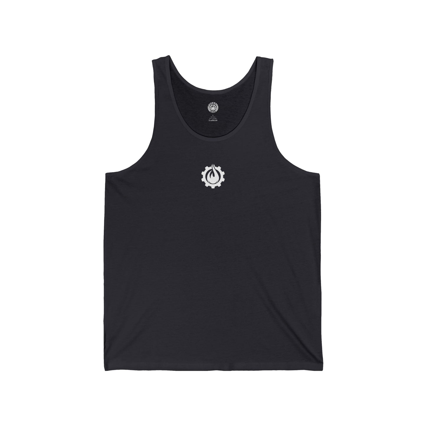 Camiseta sin mangas unisex Fireball Gear - Flame &amp; Gear - Blanca