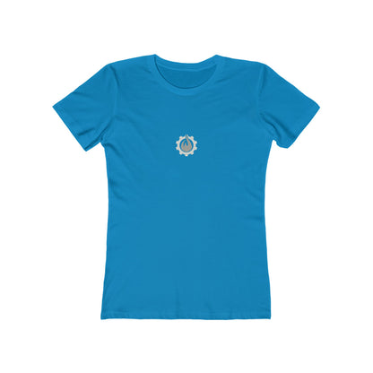 Fireball Gear - Flame &amp; Gear - Gris y blanco - Camiseta ajustada para mujer
