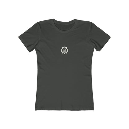 Fireball Gear - Flame &amp; Gear - Gris y blanco - Camiseta ajustada para mujer